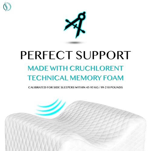 Cruchlorent Almohada Piernas Dormir, Segunda Generación, En Fibra De Algodón, Memory Foam Técnico, Cojin para Dormir De Lado.