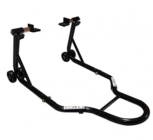 Cruizer – Caballetes negros para moto delanteros con enganches de conos y traseros con enganches de placas, ajustables con ruedas inferiores y barras de refuerzo laterales, carga total: 600 kg