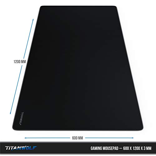 CSL – Alfombrilla de ratón para Gaming, Titanwolf, 1200 x 600 mm, tamaño Grande, Mejora la precisión y la Velocidad, XXL, por Ejemplo, para ratón y Teclado Logitech