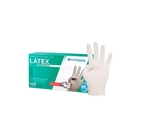 CuatroGasa 100 Guantes de látex no estéril con polvo t. mediana