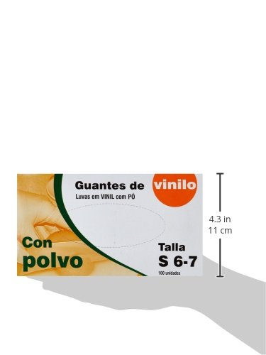 Cuatrogasa - Guantes de vinilo con polvo - Talla S - 100 unidades