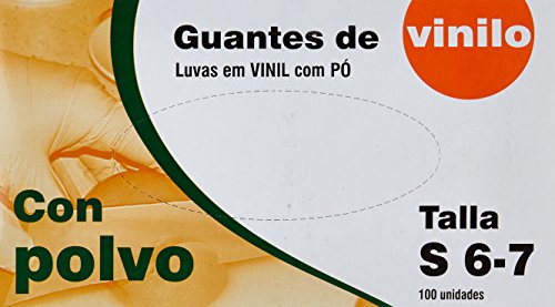 Cuatrogasa - Guantes de vinilo con polvo - Talla S - 100 unidades