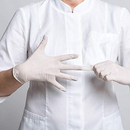 Cuatrogasa Guantes Látex Talla S con Polvo Desechables 100 Unidades Ambidiestros Sensibles Resistentes Homologados Apto uso alimentario quimicos