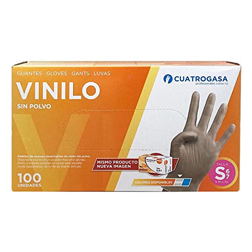 Cuatrogasa Guantes vinilo azul sin polvo talla S (caja 100 unidades)