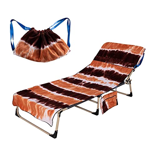 Cubierta de silla de salón de playa, chaise lounge Piscina cubierta de silla con bolsillos laterales Freeesoh Tourger Playa Toalla de playa for la piscina de la tumbona Sunbathing Garden Beach Sillón