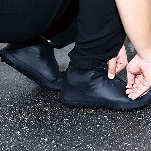 Cubrecalzado Impermeable,Cubierta del Zapato Impermeable Funda de Silicona para Zapatos,Funda de Zapato Reutilizable & Impermeable para Días de Lluvia y Nieve (XL (43-47), Negro)