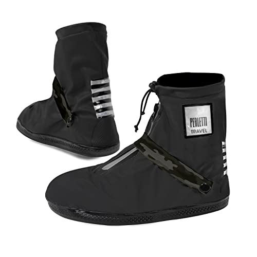 Cubrezapatos Impermeables Negros Bajos - Cubrezapatillas Reflectantes Antideslizantes - Galochas Lluvia Cierre Cordón - Protectores Zapatos Resistentes Reutilizables - Perletti (Camuflaje, M (40/42))