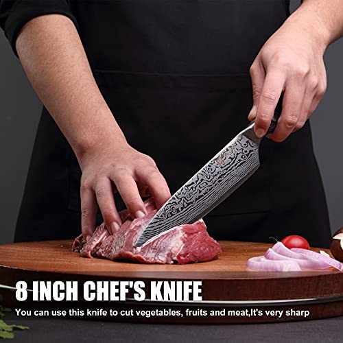 Cuchillo de cocina profesional de 20 cm, cuchillo de cocina, cuchillo de chef, cuchillo multiusos afilado, cuchillo de carne, con mango ergonómico, para cocina y restaurantes/embalaje de regalo (gris)