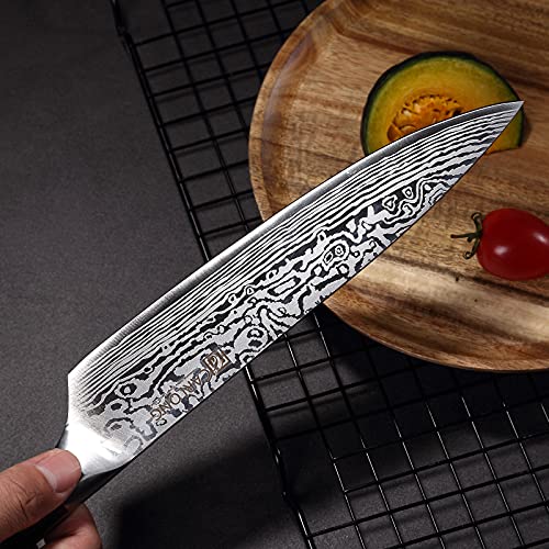 Cuchillo de cocina profesional de 20 cm, cuchillo de cocina, cuchillo de chef, cuchillo multiusos afilado, cuchillo de carne, con mango ergonómico, para cocina y restaurantes/embalaje de regalo (gris)