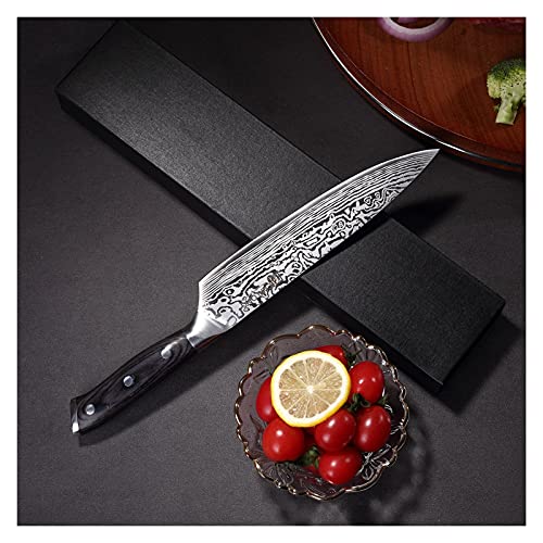 Cuchillo de cocina profesional de 20 cm, cuchillo de cocina, cuchillo de chef, cuchillo multiusos afilado, cuchillo de carne, con mango ergonómico, para cocina y restaurantes/embalaje de regalo (gris)