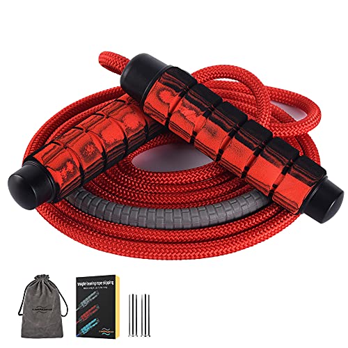 Cuerda para saltar peso,Cuerda para saltar de culturismo,3mAjustable ,Sin enredos, Quema de grasa rápido, Rodamientos de bolas de 360 ​​°,Fitness, Cuerda para saltar profesional(ROJO9mm)