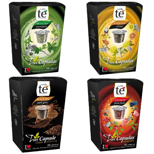 Cuida Te, Té mezcla, 4 tipos de té, Cápsula, Nespresso compatible, 4 x 10 Cápsulas