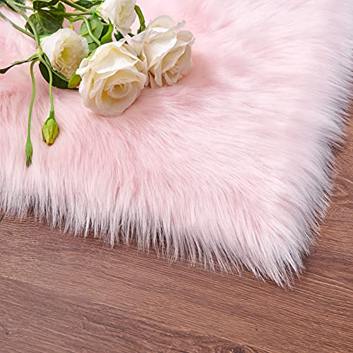 Cumay Piel de Imitación, Artificial Alfombra, excelente Piel sintética de Calidad Alfombra de Lana ，Adecuado para salón Dormitorio baño sofá Silla cojín (Rosa, 60 X 90 cm)