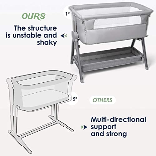 Cuna Colecho Bebé, Cuna para Niños con Colchón Desmontable, Cuna Portátil Plegable Simple con Canasta de Almacenamiento, Altura y Angulo Ajustables, Malla Transpirable