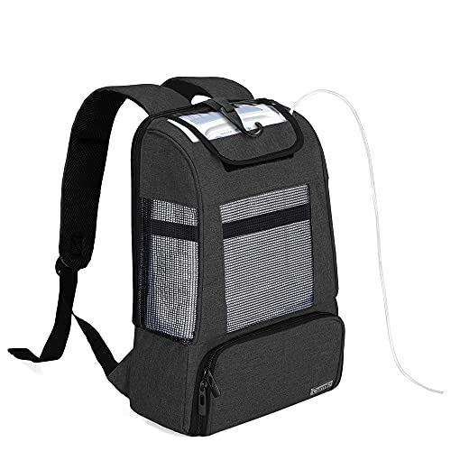 Curmio Bolsa de Transporte para Concentradores de Oxígeno Portátiles, Mochila POC Universal con Paneles de Malla, Compatible con Unidades Inogen, Oxygo, Caire, Perfecta para Llevar,Negro.