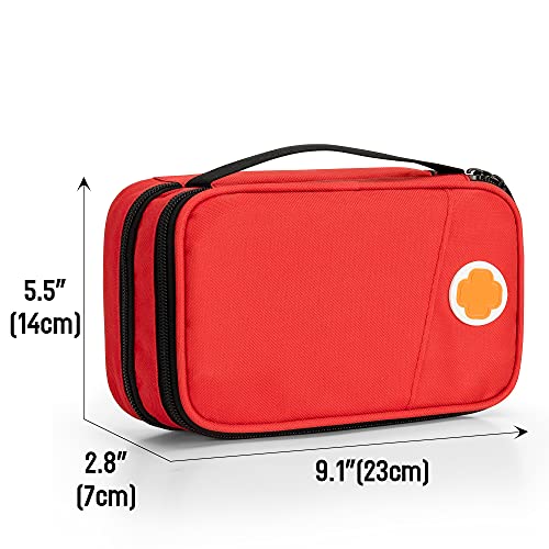 CURMIO Bolsa Insulina, Doble Capa Bolsa de Viaje para Insulina, Estuche de Insulina, Bolsa de Diabetico con Bolsillos Desmontables para Bolígrafos de Insulina, Bolsa de Hielo,Rojo (Sola Bolsa)