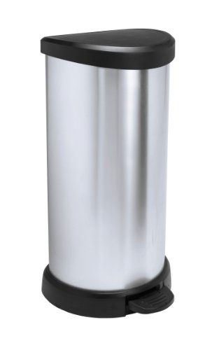 Curver 181125 Cubo de basura con pedal 40L, Metal, 30.9 x 34.9 x 69.7 cm, Plata