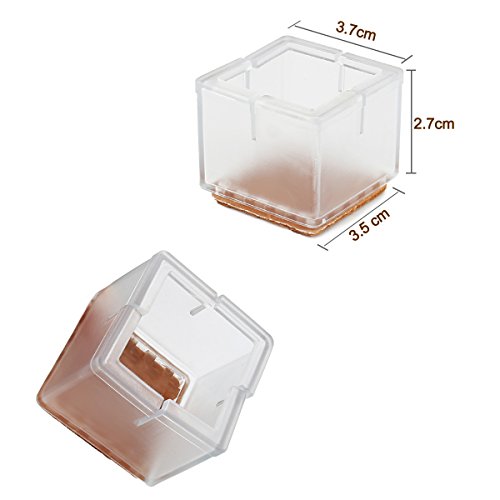 Cusfull 20pcs Transparente de silicona pata de la silla de ratón Tabla pata de la silla Caps Pies cubiertas de los muebles de madera de protección de pisos (Cuadrado / 3-3.5cm)