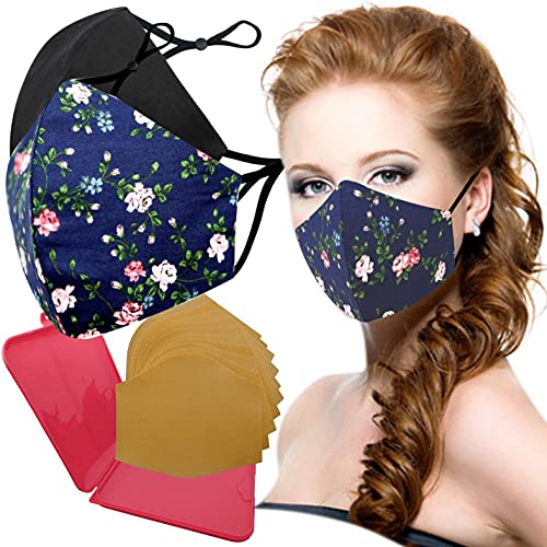 Cussi Mascarillas de Tela Colores Reutilizable Lavable, Pack de 2 Mascarillas Color Rosita y Negro 100% Algodón Higiénica Homologada Certificada BFE 99% Filtros Extra 1x Estuche para Mascarilla