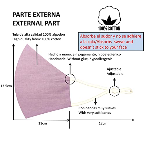 Cussi Mascarillas de Tela Colores Reutilizable Lavable, Pack de 2 Mascarillas Morado y Azul Marino 100% Algodón Higiénica Homologada Certificada BFE 99% Filtros Extra 1x Estuche para Mascarilla