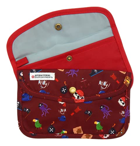 Cussi MaskCase -pack de 2 estuches rectangulares para mascarilla (CARNAVAL,ROJO)