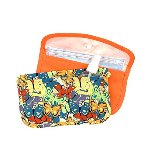 Cussi MaskCase-pack de 2 estuches rectangulares para mascarilla (NARANJA FOSFORITO, MARIPOSA)