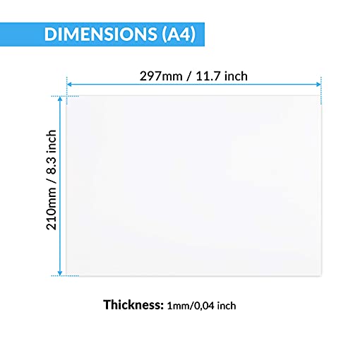 Cyanboard, Placas de Poliestireno Rígido Blanco: 3 unidades tamaño A4 (297mm x 210mm). Plasticard para modelismo y maquetas. Espesor 1mm.