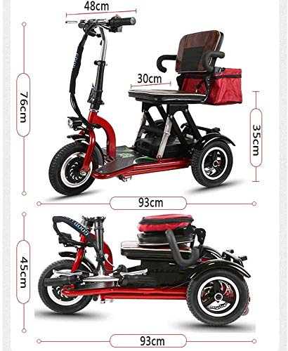 CYGGL Triciclo Eléctrico Mobility Scooter para Adultos Plegable, Silla De Ruedas Eléctrica Tres Ruedas Triciclos Eléctricos Al Aire Libre/Interior Discapacitados Ancianos Bicicleta Eléctrica