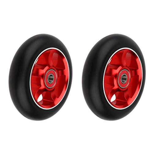 D DOLITY 1 Par Ruedas de Scooter de Truco Reemplazo 100 Mm con Pieza de Recambio - Rojo