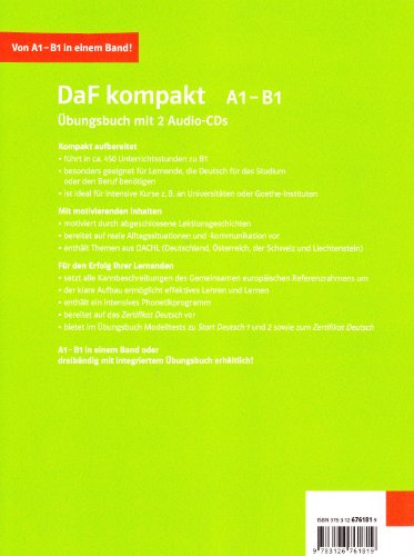 DaF Kompakt - Nivel A1-B1 - Cuaderno de ejercicios + 2 CD (Edición en un solo volumen): Ubungsbuch mit 2 Audio-CDs