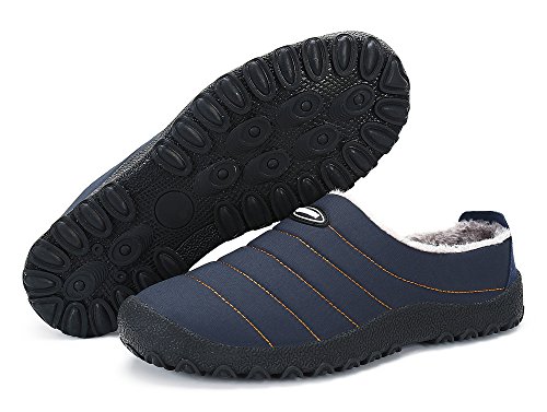 DAFENP Zapatillas de Casa para Hombre Mujer Pantuflas Zapatillas Invierno Pelusa Antideslizante Cálido Confortables Casa Interior y al Aire Libre XZ322-blue-EU38