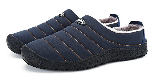 DAFENP Zapatillas de Casa para Hombre Mujer Pantuflas Zapatillas Invierno Pelusa Antideslizante Cálido Confortables Casa Interior y al Aire Libre XZ322-blue-EU38