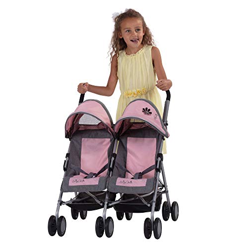 Daisy Chain Silla de Paseo gemelar para muñecos Zipp MAX - Recomendado para niños de 4 a 9 años. (Classic Pink)