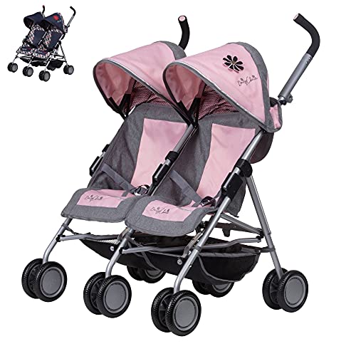 Daisy Chain Silla de Paseo gemelar para muñecos Zipp MAX - Recomendado para niños de 4 a 9 años. (Classic Pink)