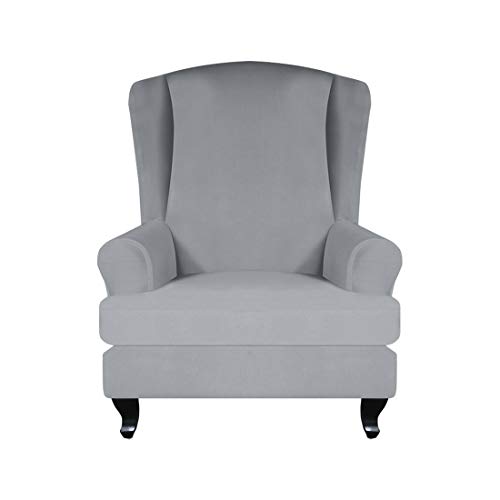 Dake Funda de Sillón Funda Orejero Elástica, Sencillez de Color Puro Cubierta Protector para Sillón, Funda para Sillón de Orejas 1 Pieza, Funda de Cojín Pieza Gris Claro