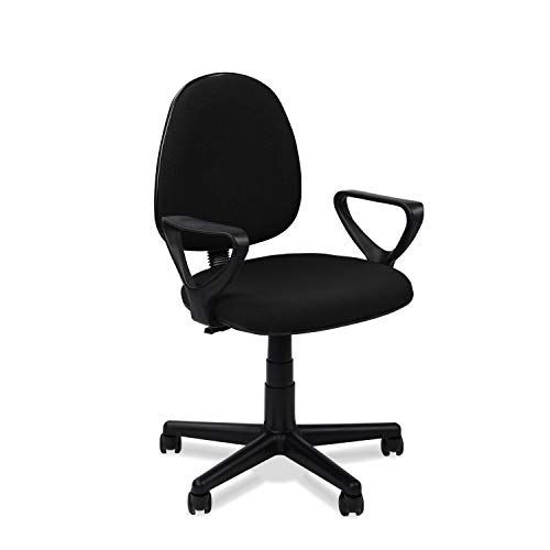 Danfer, Silla de Escritorio, Silla de Oficina o Despacho, Acabado en Negro, Medidas: 54 cm (Ancho) x 54 cm (Fondo) x 79-91 cm (Alto)