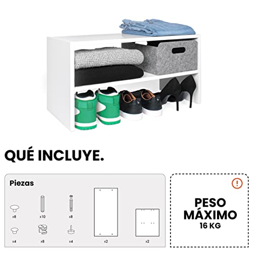 danhol® Organizador Apilable con Estantes, Zapatero Blanco de Madera Estrecho Entrada, Estanteria Zapatos, Estante Interior Armario Cocina, Organizador Armario Despensa, Organizador Baño Pequeño