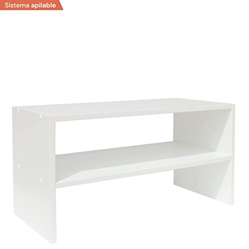 danhol® Organizador Apilable con Estantes, Zapatero Blanco de Madera Estrecho Entrada, Estanteria Zapatos, Estante Interior Armario Cocina, Organizador Armario Despensa, Organizador Baño Pequeño