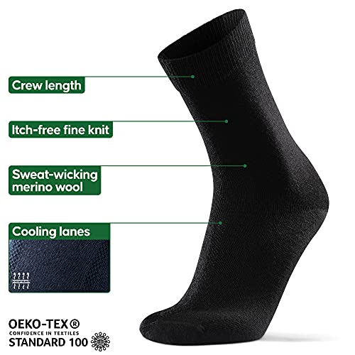 DANISH ENDURANCE Calcetines de Lana Merino 3 Pares (Negro, EU 39-42)