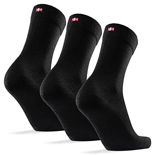 DANISH ENDURANCE Calcetines de Lana Merino 3 Pares (Negro, EU 39-42)