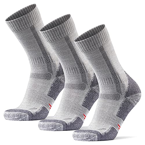 DANISH ENDURANCE Calcetines de Senderismo y Trekking de Lana Merina para Hombre, Mujer y Niños, Otoño e Invierno, Calcetines Térmicos de montaña, Pack de 3 (Gris Claro, EU 35-38)