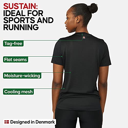 DANISH ENDURANCE Women Workout T-Shirt, Breathable Fitness Top (Negro, XL)