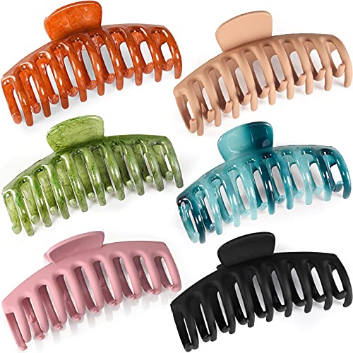 Dapzon Pinzas Pelo Mujer, 6 Piezas Antideslizantes Pinzas para el Pelo, Plástico Coloridas Grande Pinzas Pelo, Garra Grande Clips para Mujeres y Niñas, Bañarse, Lavarse la Cara, Maquillarse, Fiestas