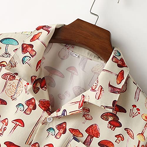 Dasongff Camisa de manga corta para hombre con estampado de Henley para el tiempo libre, para verano, informal, ligera, transpirable, cómoda, aspecto de lino, corte holgado.