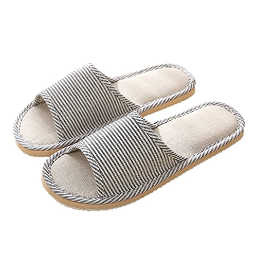 Dasongff - Zapatillas de estar por casa para mujer, de algodón, con dedos abiertos, para interiores, antideslizantes, de lino, para casa, para casa, para interior y exterior