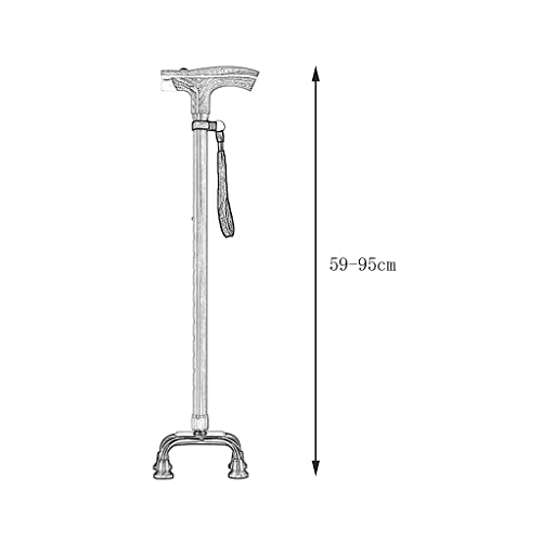 DBOATB Bastón para Caminar, multifunción Antideslizante dedicado, incómodo, bastón Ajustable para Anciano, abducción telescópica de Cuatro pies con luz (Color: Color Madera) (Color Madera) (Color m