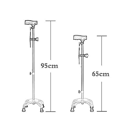 DBOATB Muleta de Cuatro pies - Bastón de Acero Inoxidable para Personas Mayores - Bastón Ajustable Old Man Walker (Color: Negro) (Plata) (Naranja)