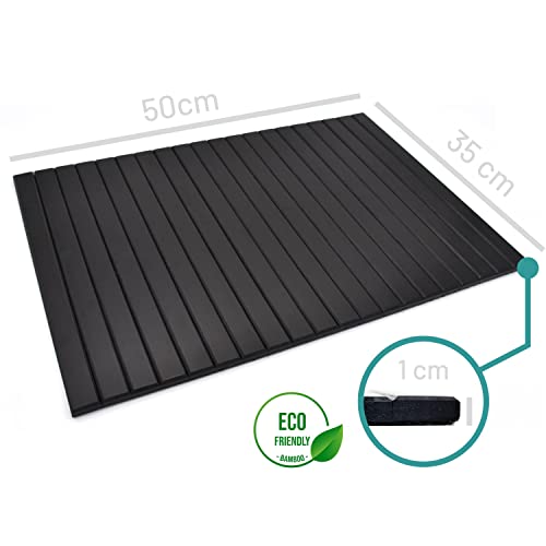 D&D Living® Bandejas brazos de sofá | Bandeja flexible para apoyabrazos de madera natural (bandeja con 50x35 cm, negra) | Bandeja sofá reposabrazos