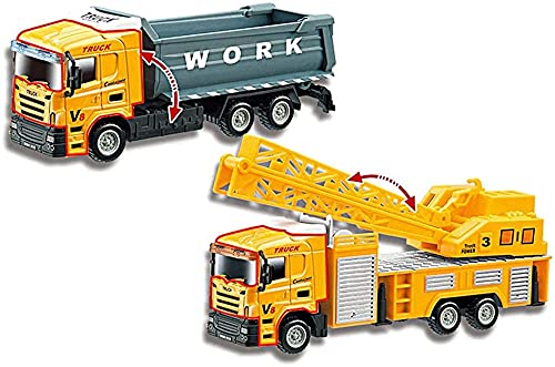 deAO Camiones de Construcción Conjunto a Escala 1:64 Vehículos de Obras Multifuncionales Diseño y Movimientos Realistas (Pack de 6)