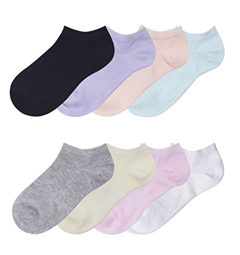 DEBAIJIA 8 Pares Calcetines Cortos Calcetines de Tobilleros Barco Casual Para Mujer Algodón Rico Deporte Gimnasio Transpirable Durable Cómodo